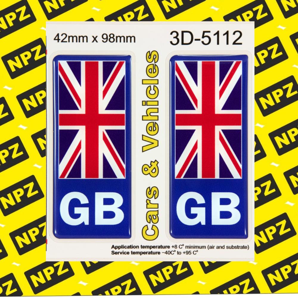 GB Union Jack Flag 3D Gel Resin Number Plate Stickers Decals Badges Domed